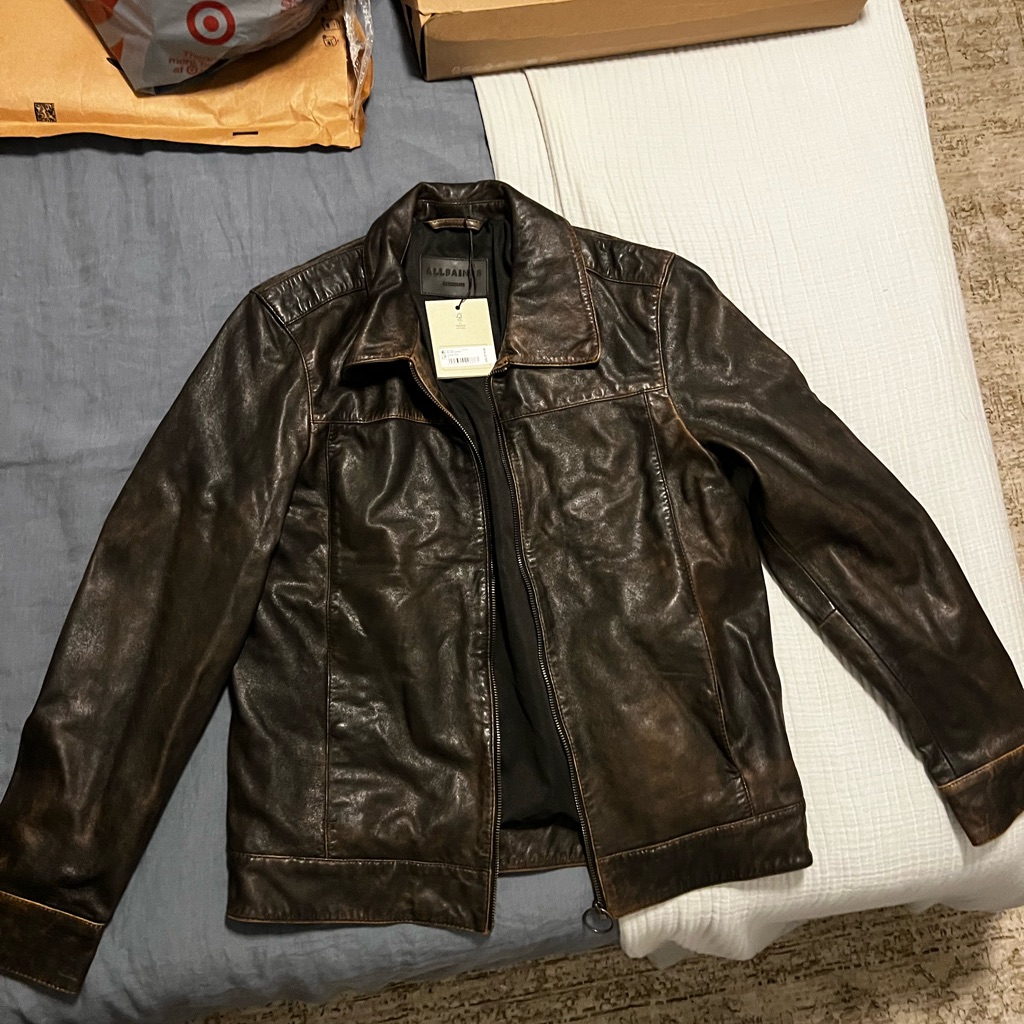 All Saints Dark Brown Leather Jacket